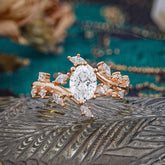 Nature-Inspired Branch 6 prong Oval-Cut Lab Diamond Engagement Ring